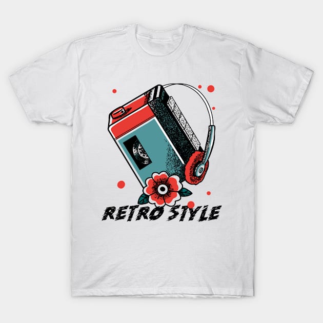 Retro Style 80's Walkman Artwork T-Shirt by New East 